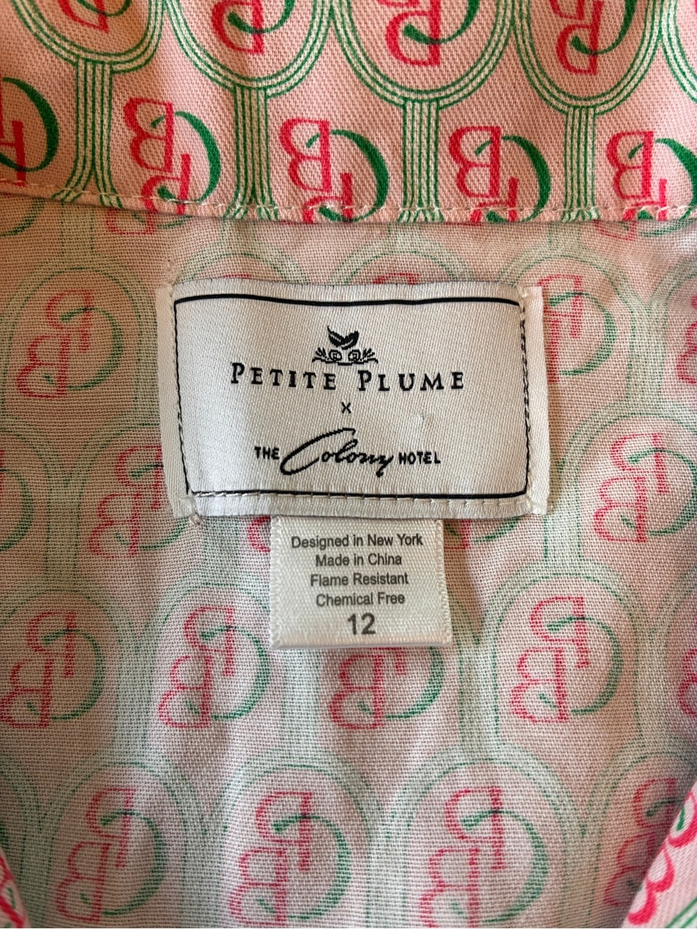 Petite Plume-The Colony Hotel-Pink and Green-Girls-Pajama-Set-12 - Picture 3 of 14
